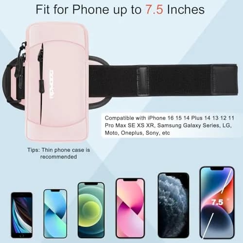 RDMODO Arm Phone Holder & Crossbody Bag 2-in-1 Pink 19cm (7.5 Inch) | Universal Running Pouch for Phones up to 7.5 Inches thumbnail 3