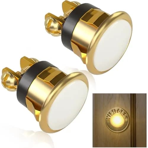 Sankoly 2 Pack Lighted Doorbell Button | Elegant Wired Door Bell Switch with Yellow LED (0.63-inch hole) thumbnail 1