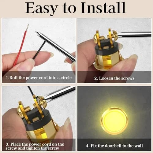 Sankoly 2 Pack Lighted Doorbell Button | Elegant Wired Door Bell Switch with Yellow LED (0.63-inch hole) thumbnail 4