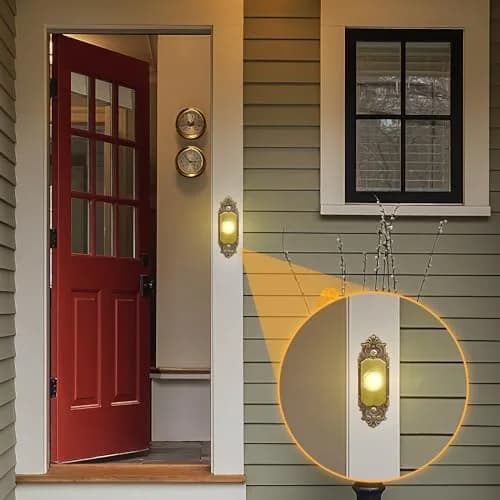 Sankoly 2 Pack Lighted Doorbell Button | Elegant Wired Door Bell Switch with Yellow LED (0.63-inch hole) thumbnail 6
