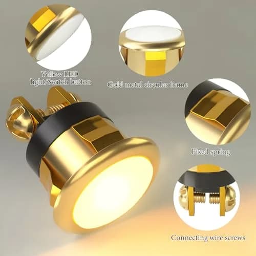 Sankoly 2 Pack Lighted Doorbell Button | Elegant Wired Door Bell Switch with Yellow LED (0.63-inch hole) thumbnail 3