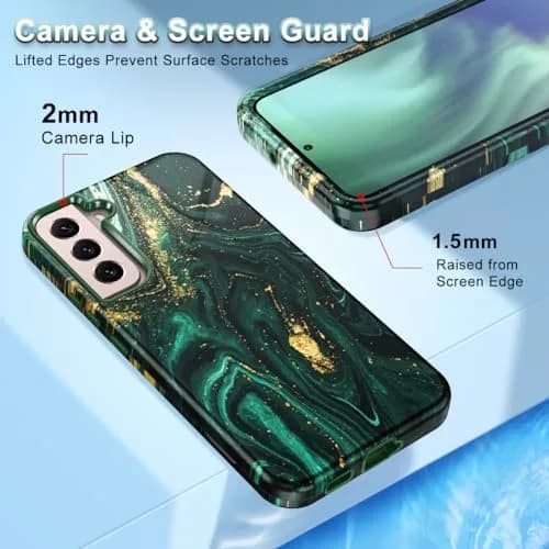 Btscase Green Gold Marble Pattern Case for Samsung Galaxy S22 5G 6.1 Inch | Triple-Layer Protection thumbnail 4
