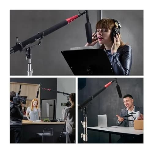 NEEWER Mic Boom Pole Support Holder with 5/8" Stud for Light Stand Boom Arm | Adjustable Aluminum Support thumbnail 7