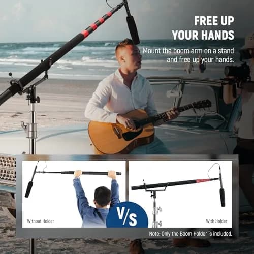 NEEWER Mic Boom Pole Support Holder with 5/8" Stud for Light Stand Boom Arm | Adjustable Aluminum Support thumbnail 2