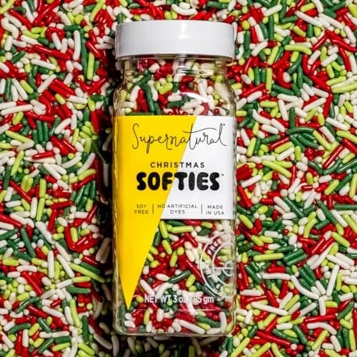 Supernatural Christmas Softies Sprinkles, Dye-Free, Vegan Holiday Mix 3oz | Plant-Based Colors & Vegan Ingredients thumbnail 1