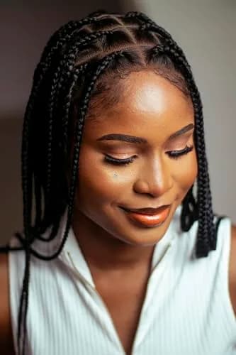 Wow Braids Box Braid Wig - Knotless Braided Wigs for Black women, with 360 glueless Full Swiss Lace Cap, & Human Baby Hair Frontal, Synthetic Long Neat African Handmade Braiding - 18 inch/Black | Realistic & Comfortable thumbnail 7