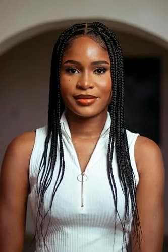 Wow Braids Box Braid Wig - Knotless Braided Wigs for Black women, with 360 glueless Full Swiss Lace Cap, & Human Baby Hair Frontal, Synthetic Long Neat African Handmade Braiding - 18 inch/Black | Realistic & Comfortable thumbnail 8