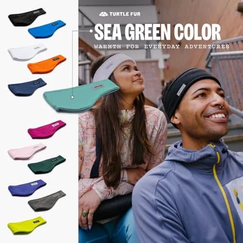 Turtle Fur Bang Band - Warm Headbands for Men and Women, Sea Green | Double-Layer Chelonia 150 Fleece Headband thumbnail 4