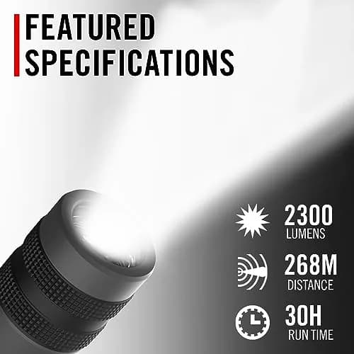 Coast GX30 2300 Lumen Waterproof LED Flashlight 8.5 inches | Dual Power, Focus & IPX7 thumbnail 2