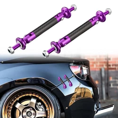 TOMALL Car Adjustable Bumper Support Strut Rod 45mm | Universal Aluminum Carbon Fiber Purple thumbnail 1
