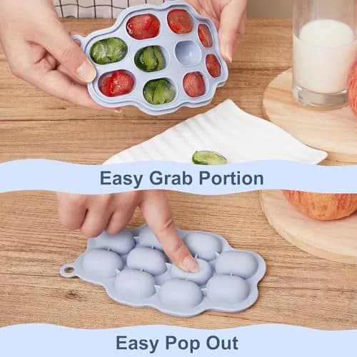 KingKam Silicone Nibble Freezer Tray (3 Pack) | Baby Food & Breastmilk Popsicle Mold (300 ml, 10 Holes) thumbnail 4