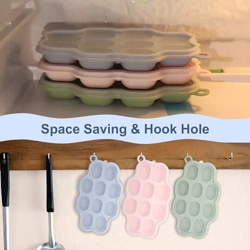 KingKam Silicone Nibble Freezer Tray (3 Pack) | Baby Food & Breastmilk Popsicle Mold (300 ml, 10 Holes) thumbnail 5