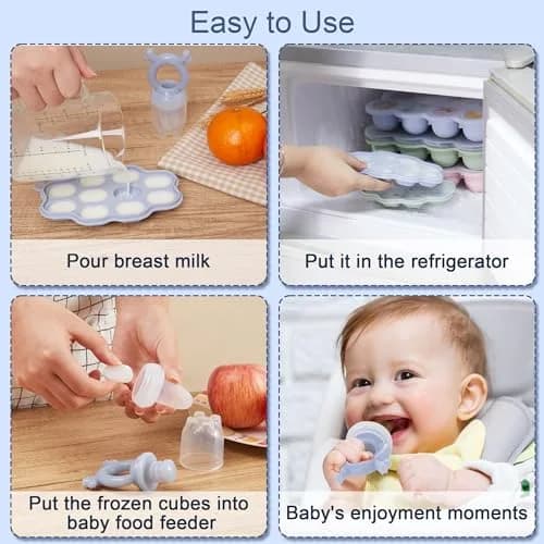 KingKam Silicone Nibble Freezer Tray (3 Pack) | Baby Food & Breastmilk Popsicle Mold (300 ml, 10 Holes) thumbnail 2