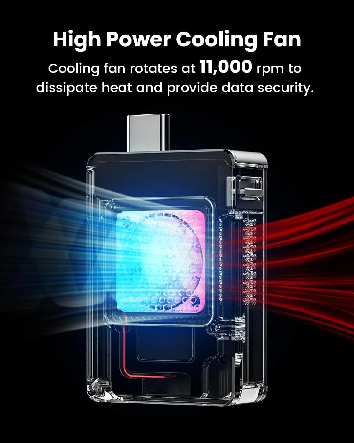 SHARGE Disk M.2 NVMe SSD Enclosure with Active Cooling System - Silicone Protective Case - view 3