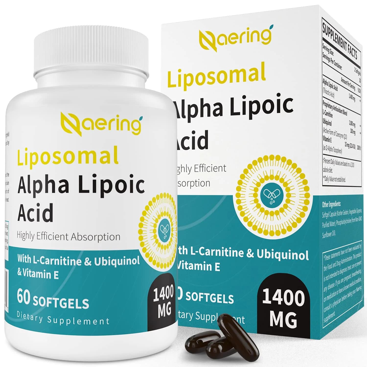 Naering Liposomal Alpha Lipoic Acid 1400mg Softgels | Powerful Antioxidant & Absorption (70-120 chars) — Softgel