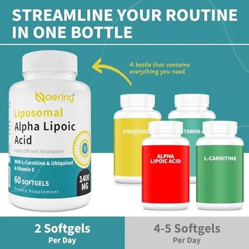 Naering Liposomal Alpha Lipoic Acid 1400mg Softgels | High Dose Antioxidant Support for Adults thumbnail 4