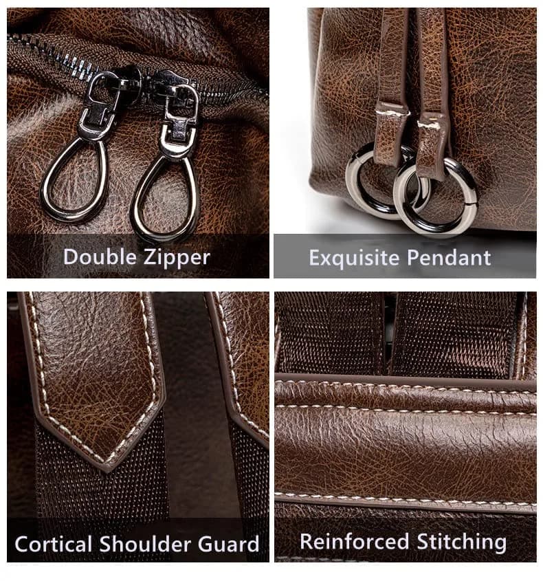 Mn&Sue Women's Leather Backpack Purse Medium Size Fashion Shoulder Bag Rucksack - Coffee, 25.7cm (10.1" W) thumbnail 5