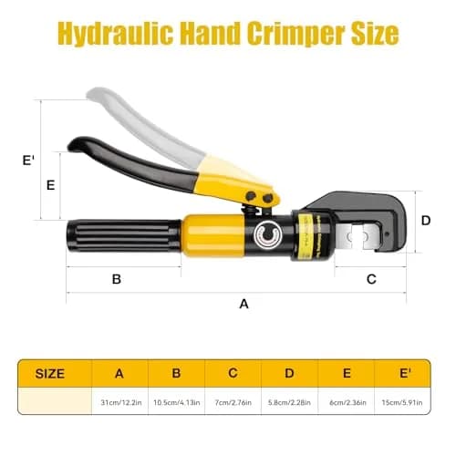 YUZES Hydraulic Crimping Tool 12 to 2/0 AWG | Heavy-Duty Battery Cable Crimper for Automotive & Industrial Use thumbnail 8