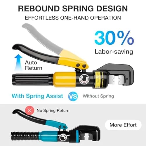 YUZES Hydraulic Crimping Tool 12 to 2/0 AWG | Heavy-Duty Battery Cable Crimper for Automotive & Industrial Use thumbnail 3