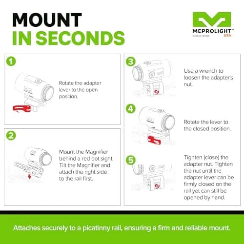 Meprolight Mepro MMX3 Red Dot Magnifier 3X | Compact, Weatherproof Aim Scope, No Battery Needed thumbnail 5