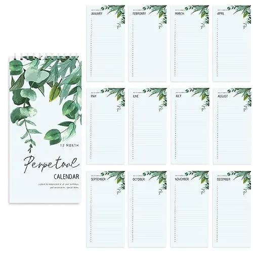 Mageeki Perpetual Calendar 5"x10" Wall Calendar for Important Dates & Birthdays | Durable Spiral Design thumbnail 2