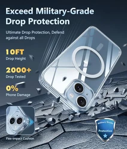 FNTCASE Clear MagSafe Compatible Case for iPhone 15/14/13 (6.1 Inch) | Military Grade Drop Protection thumbnail 4