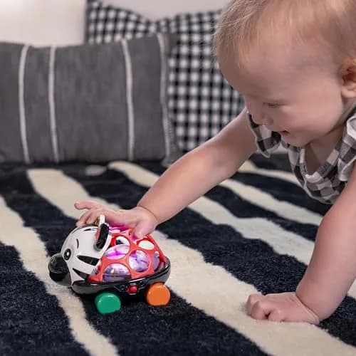 Baby Einstein Curious Car Zen Oball Toy Car & Rattle, Light Up, Ages 3 Months+ | Flexible, Grippable, Sensory Discovery thumbnail 4