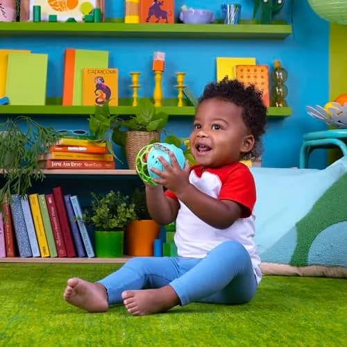 Bright Starts Giggle & Glow Musical Light-Up Rattle Oball Elephant Toy | BPA-Free, Easy-Grasp thumbnail 2