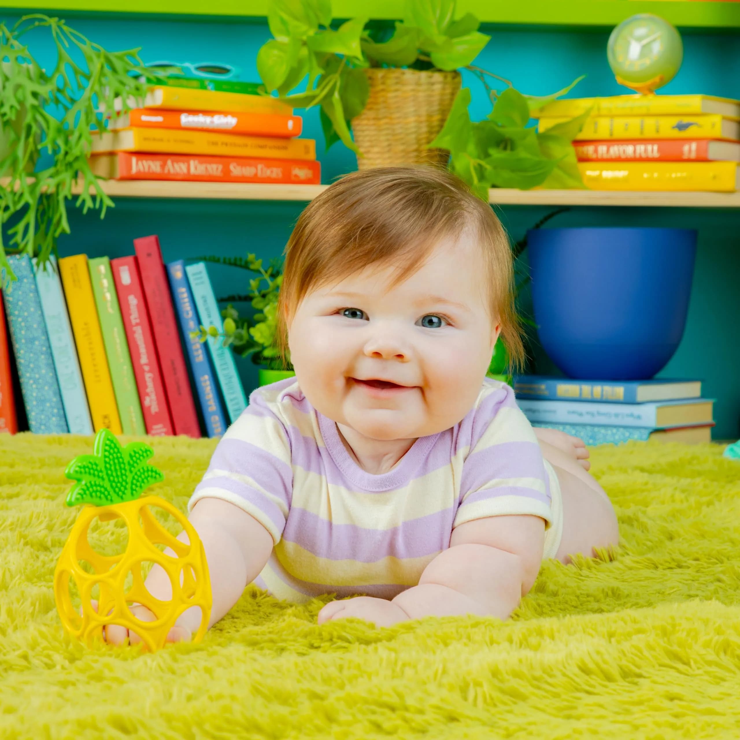Bright Starts Oball Easy Grasp Pineapple Teether Toy, BPA Free, Unisex, Newborn & Up | Practice Motor Skills & Self-Soothing thumbnail 3