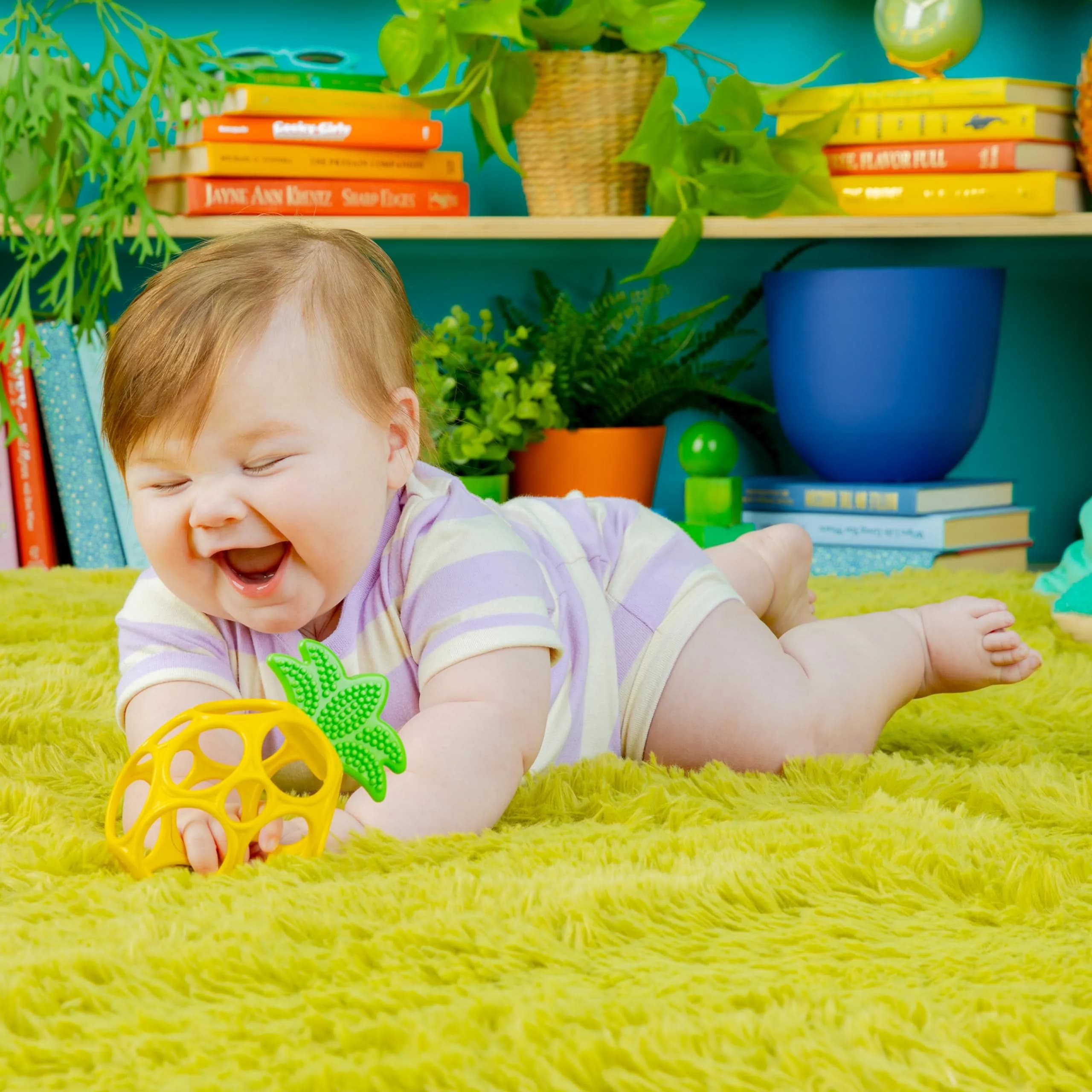 Bright Starts Oball Easy Grasp Pineapple Teether Toy, BPA Free, Unisex, Newborn & Up | Practice Motor Skills & Self-Soothing thumbnail 4