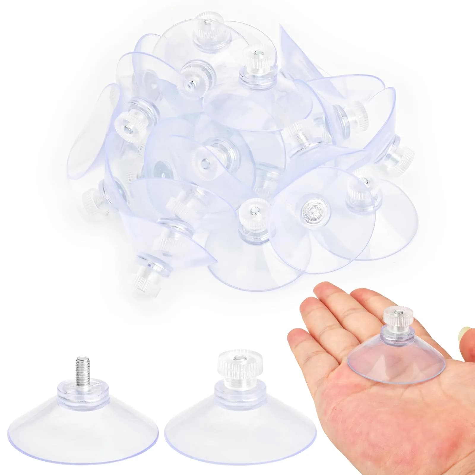 AccEncyc 40mm Clear PVC Suction Cups - 50 Piece Pack | Heavy Duty Utility Hooks for Smooth Surfaces - main product image