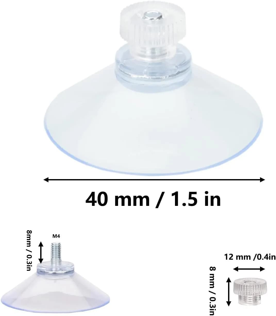 AccEncyc 40mm Clear PVC Suction Cups - 50 Piece Pack | Heavy Duty Utility Hooks for Smooth Surfaces - view 2