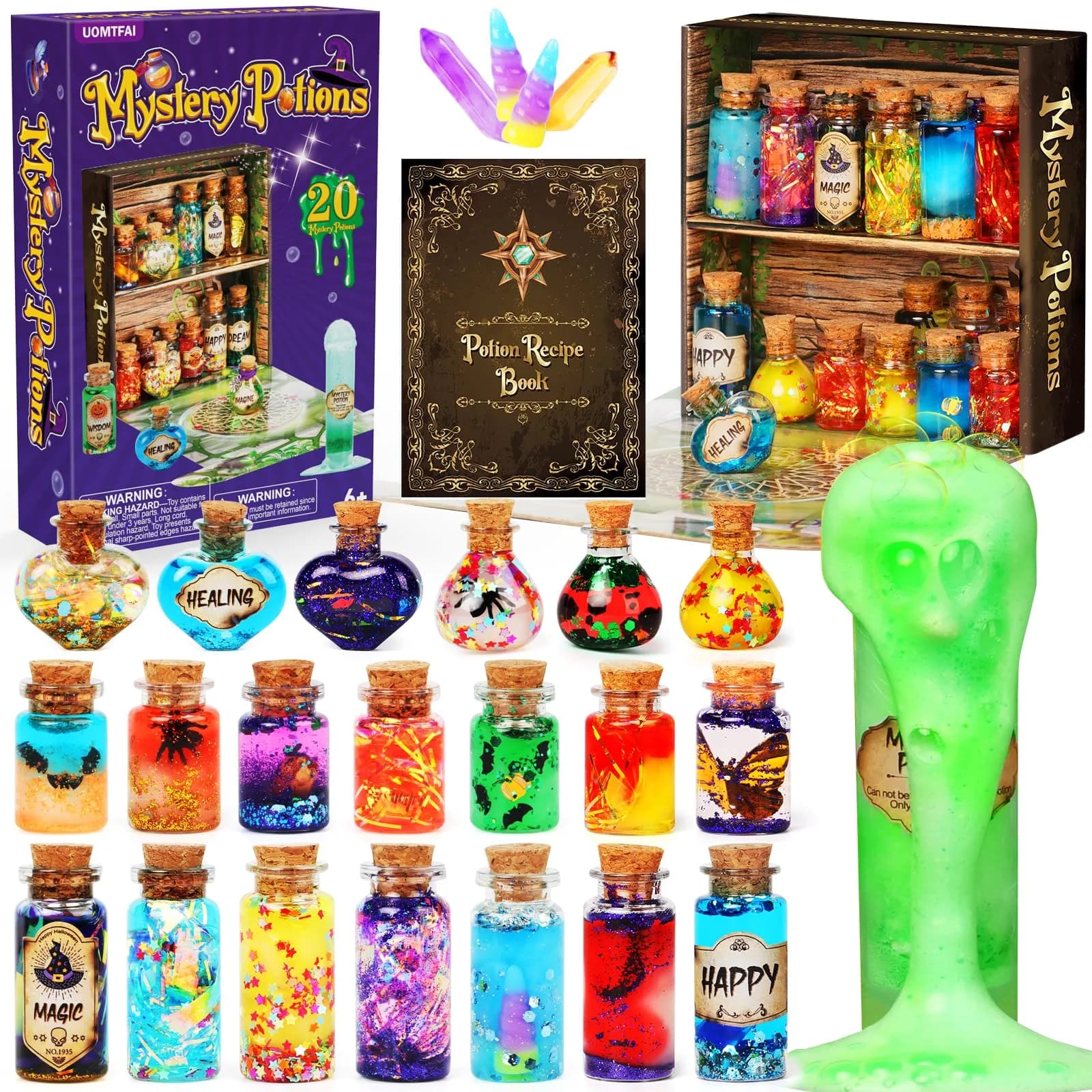 UOMTFAI Mystery Potion Craft Kit for Kids 6-12 Years | Mix 20 Magic Wizard Potions — colorful