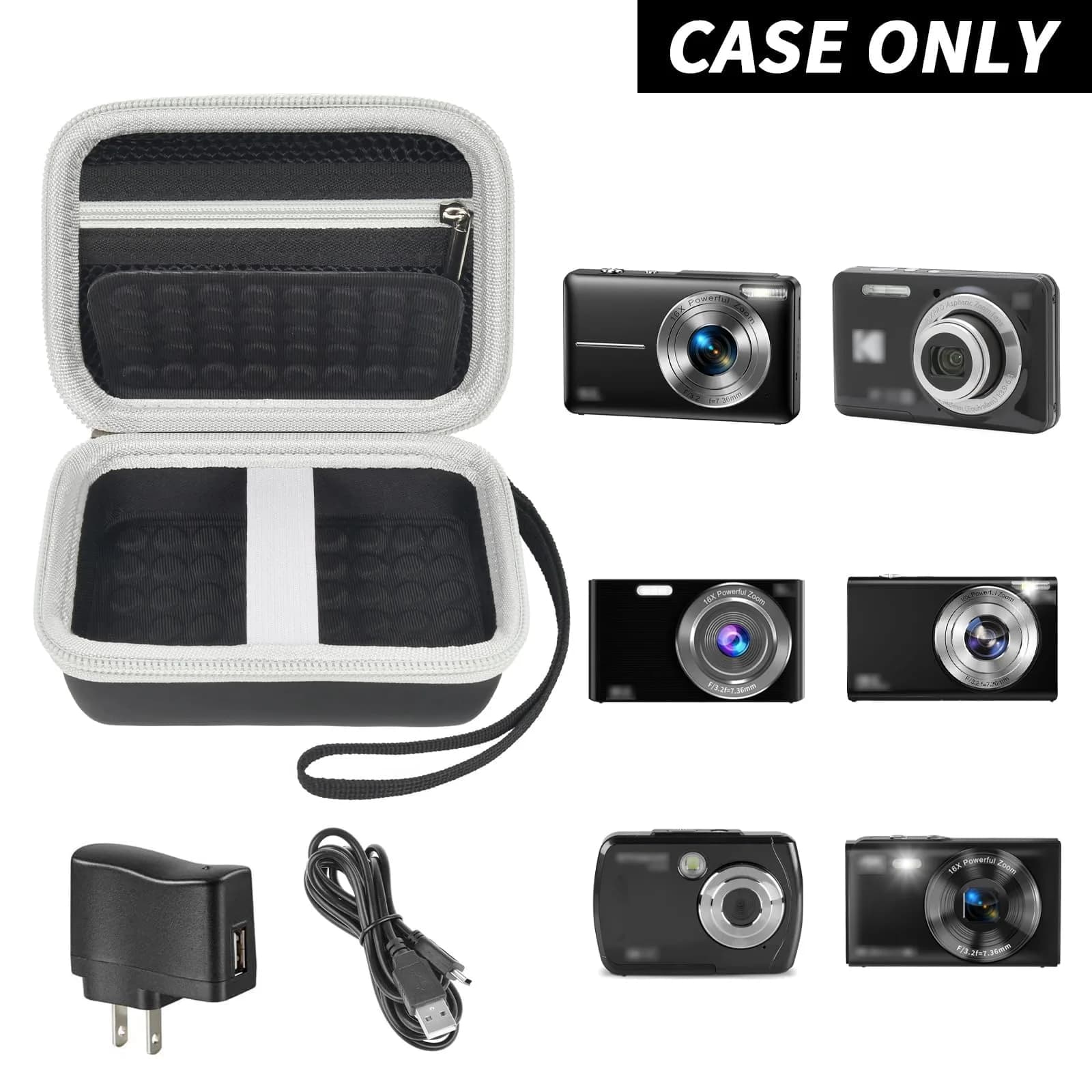 Boobowl Camera Case for Kodak Pixpro FZ45/FZ55 & Camkory DC403, 12cm (4.73 in) Exterior | Black - view 2