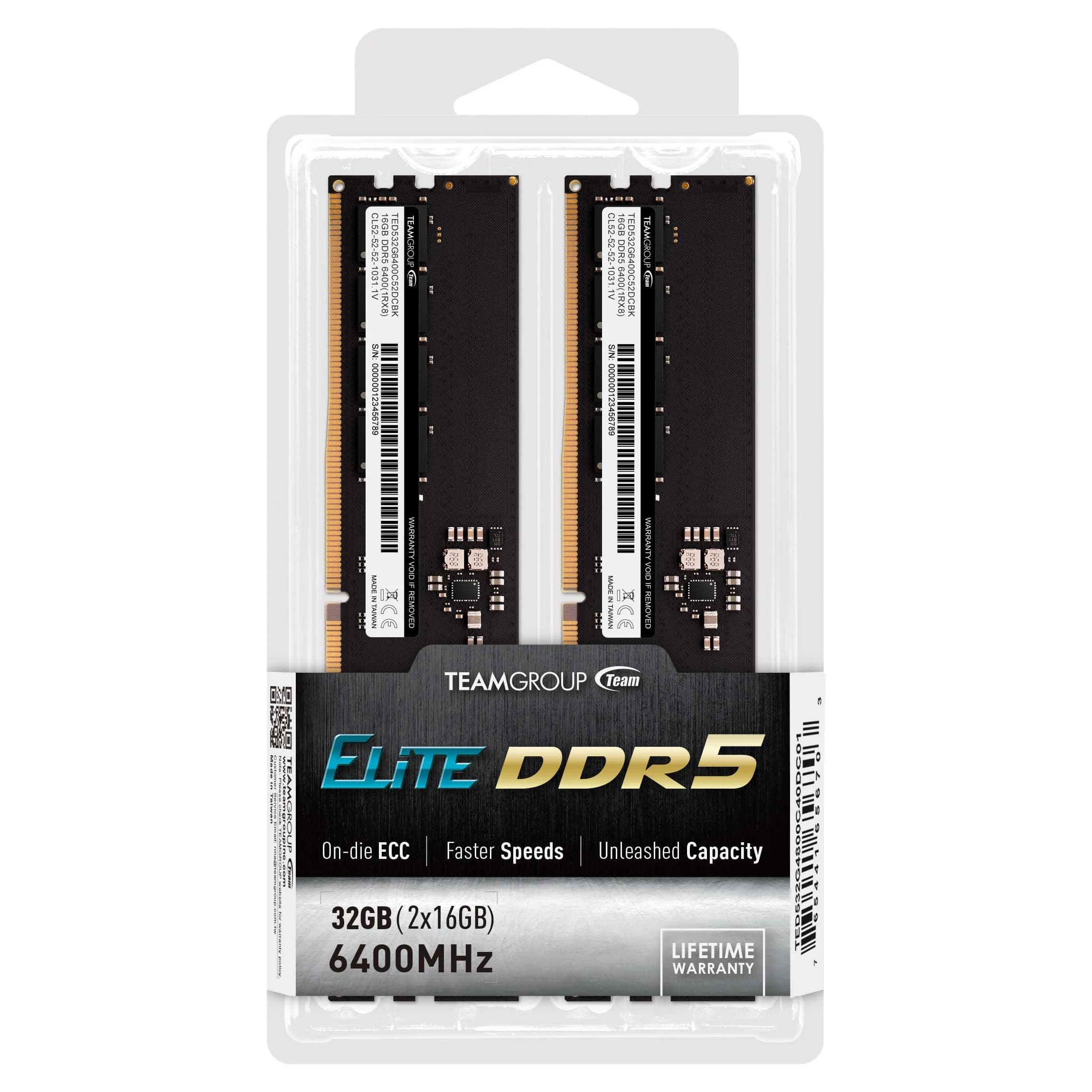 TEAMGROUP Elite DDR5 32GB Kit (2x16GB) 6400MHz PC5-51200 CL52 UDIMM RAM | 64 GB Total Capacity - view 7