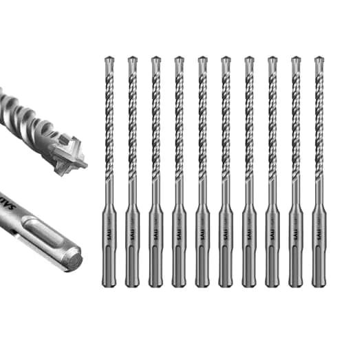 SALI 10PCS SDS Plus Rotary Hammer Drill Bit Kit 1/4"*6" | 4-Cutter Carbide for Concrete, Brick, Stone thumbnail 1