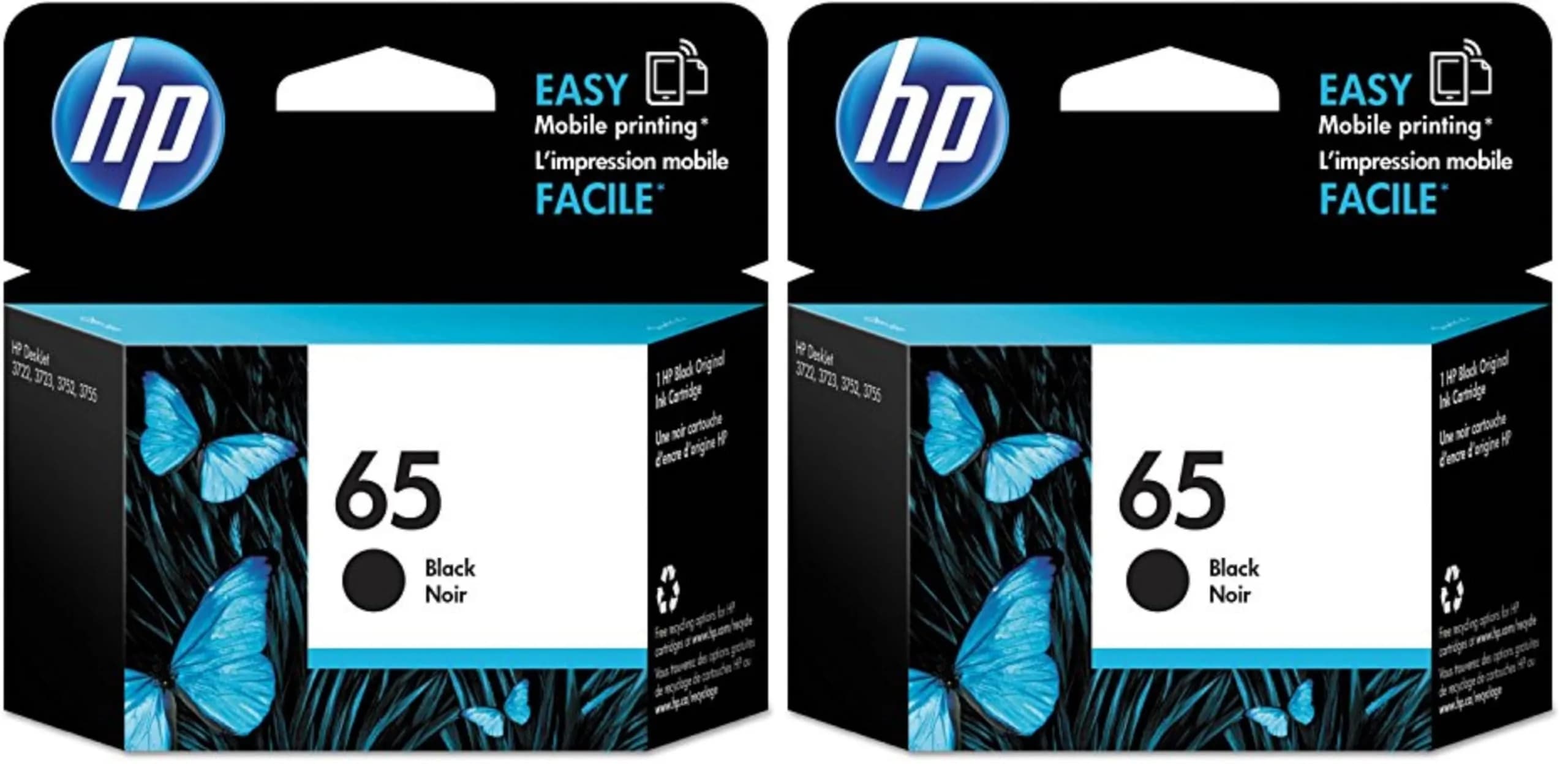 HP 65 Black Ink Cartridge (Pack of 2) | Fade-Resistant Documents & Brilliant Images