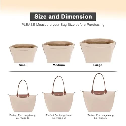LOUKAYCCI Felt Purse Organizer Insert for Longchamp Le Pliage M Handbag, Medium Beige | Keeps Your Bag Organized & Protected thumbnail 4