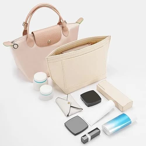 LOUKAYCCI Felt Purse Organizer Insert for Longchamp Le Pliage M Handbag, Medium Beige | Keeps Your Bag Organized & Protected thumbnail 7