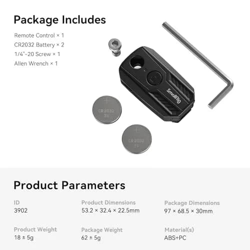 SmallRig Wireless Camera Remote Control for Sony, Canon & Nikon | Bluetooth Shutter & Record (53.2 x 32.4 x 22.5mm) thumbnail 5