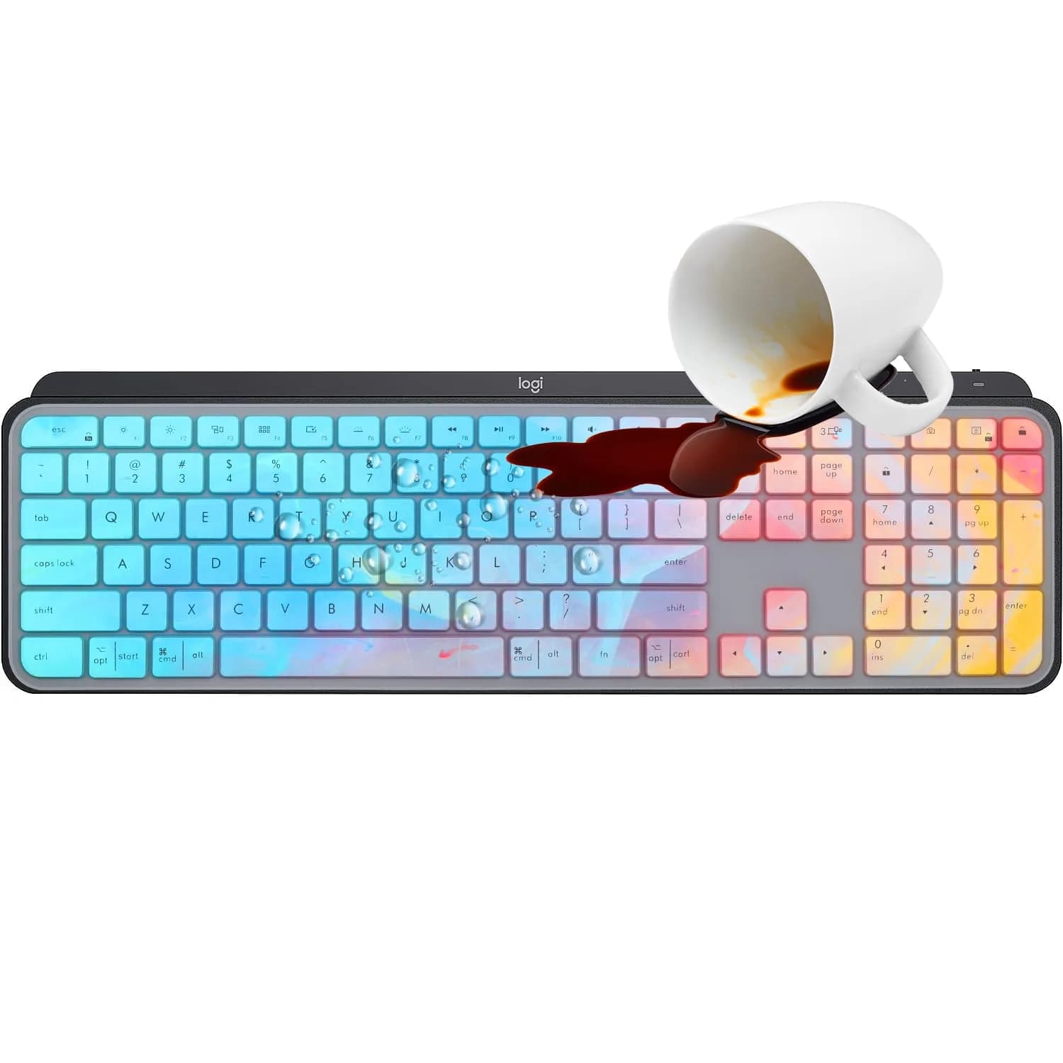 MUBUY-GOL Colorful Silicone Keyboard Skin for Logitech MX Keys S, MX Keys Advanced, Craft Keyboards | US Layout - view 6
