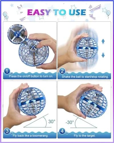 ATHLERIA Flying Orb Ball with Wand | Mini Drone Toy for Kids & Teens, RGB Light, Indoor & Outdoor Fun (Flying Ball with Wand) thumbnail 6