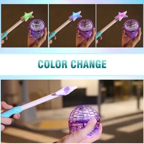 ATHLERIA Flying Orb Ball with Wand | Mini Drone Toy for Kids & Teens, RGB Light, Indoor & Outdoor Fun (Flying Ball with Wand) thumbnail 2