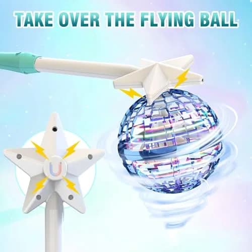 ATHLERIA Flying Orb Ball with Wand | Mini Drone Toy for Kids & Teens, RGB Light, Indoor & Outdoor Fun (Flying Ball with Wand) thumbnail 3