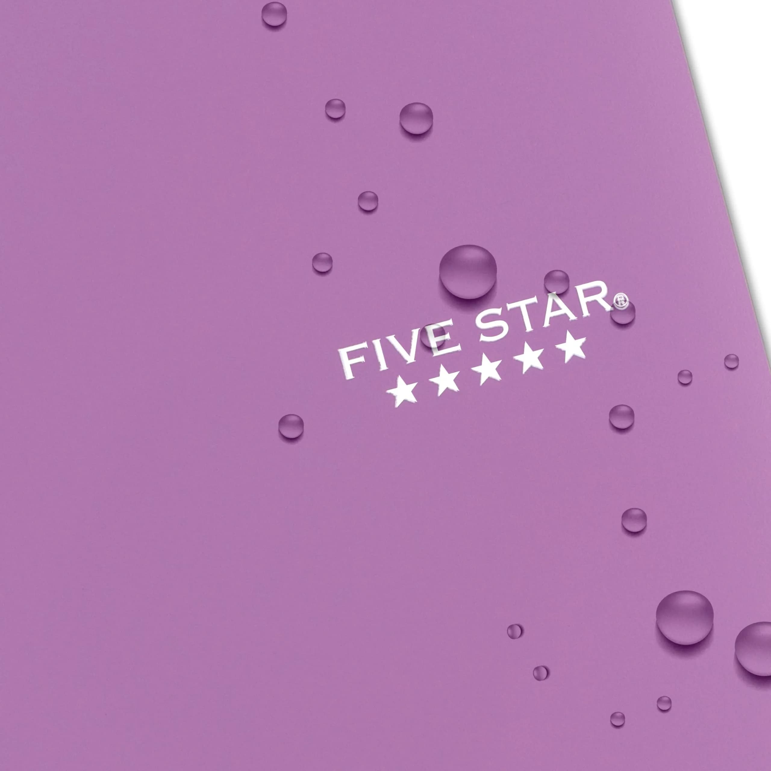 Five Star Spiral Notebook + Study App, 5 Subject, College Ruled Paper, 8-1/2" x 11", 200 Sheets, Amethyst Purple (Pack of 3) | Water-Resistant Cover & Ink Bleed Resistance - view 6
