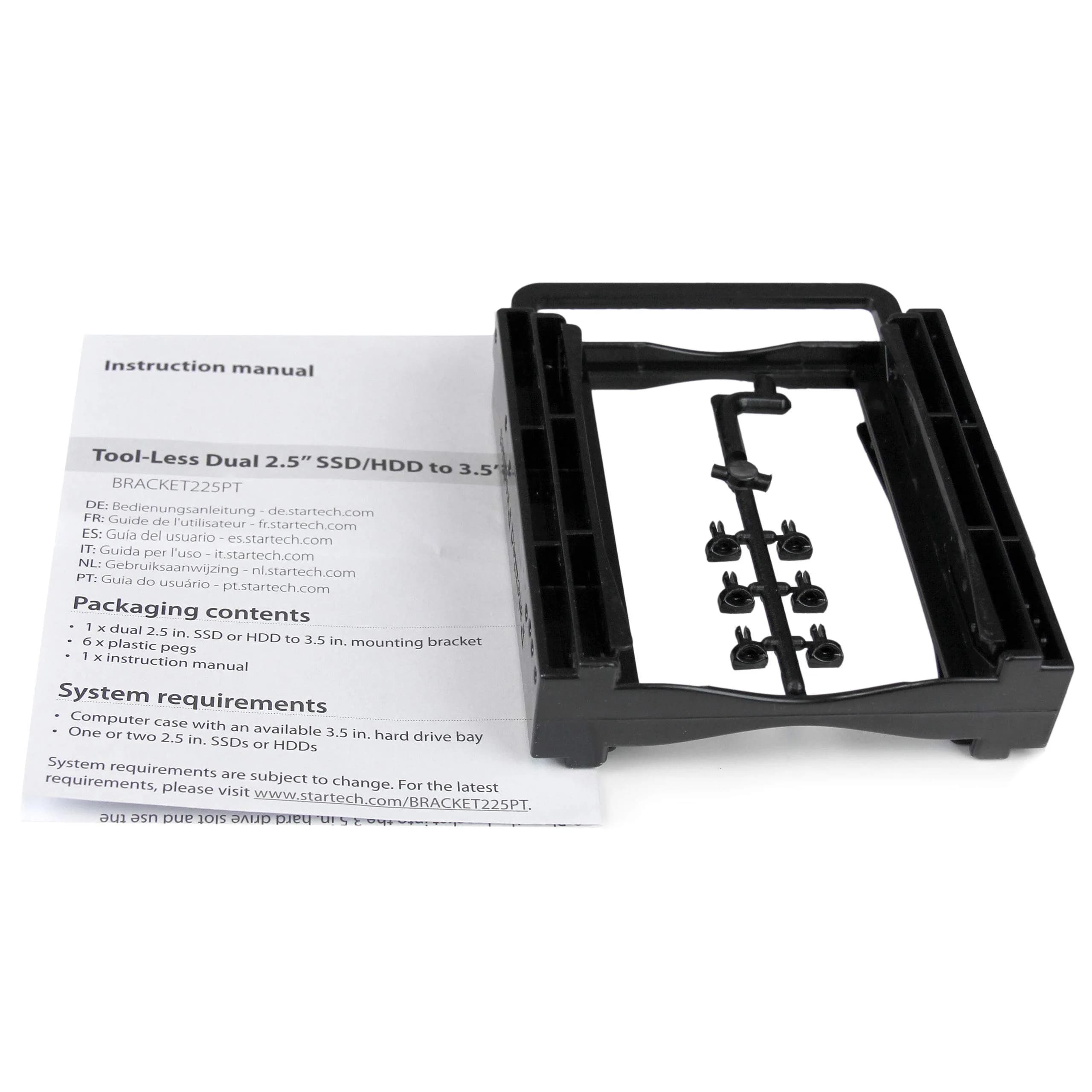 StarTech.com Dual 2.5" SSD/HDD Mounting Bracket for 3.5" Drive Bay - Black (Pack of 2) - view 3