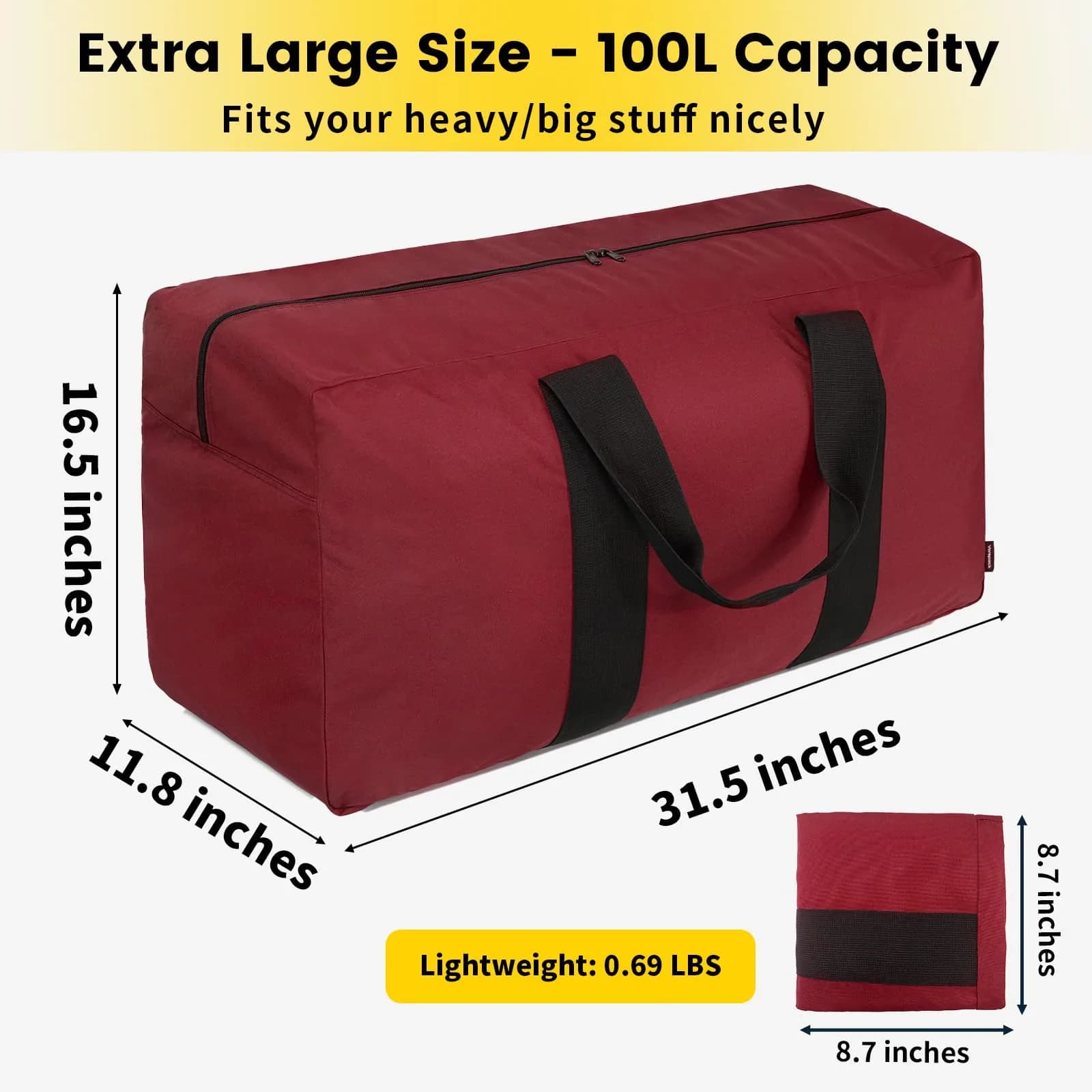 Vorspack 100L Extra Large Duffle Bag | Red, 80L (28.3 Gallons) - view 2