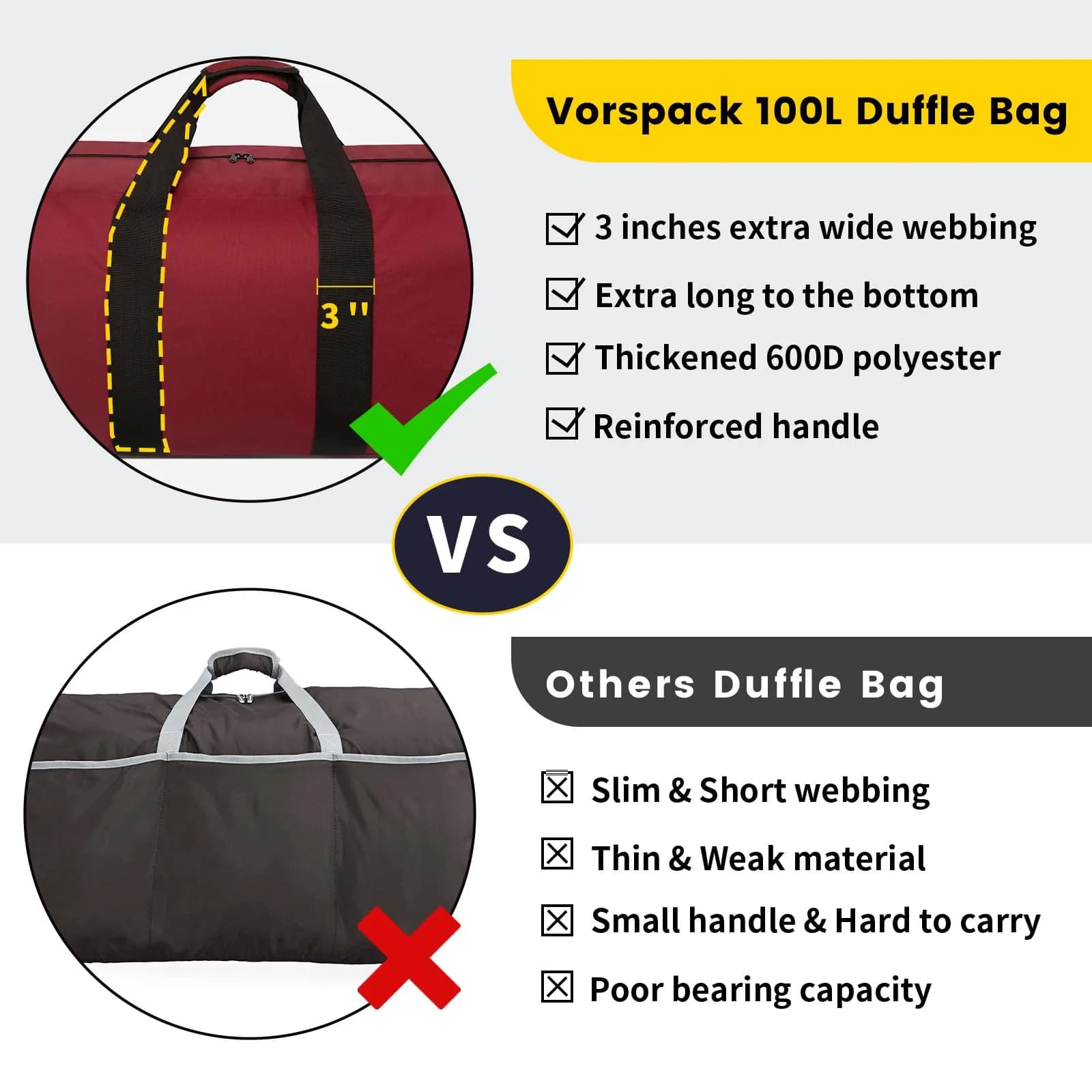 Vorspack 100L Extra Large Duffle Bag | Red, 80L (28.3 Gallons) - view 3