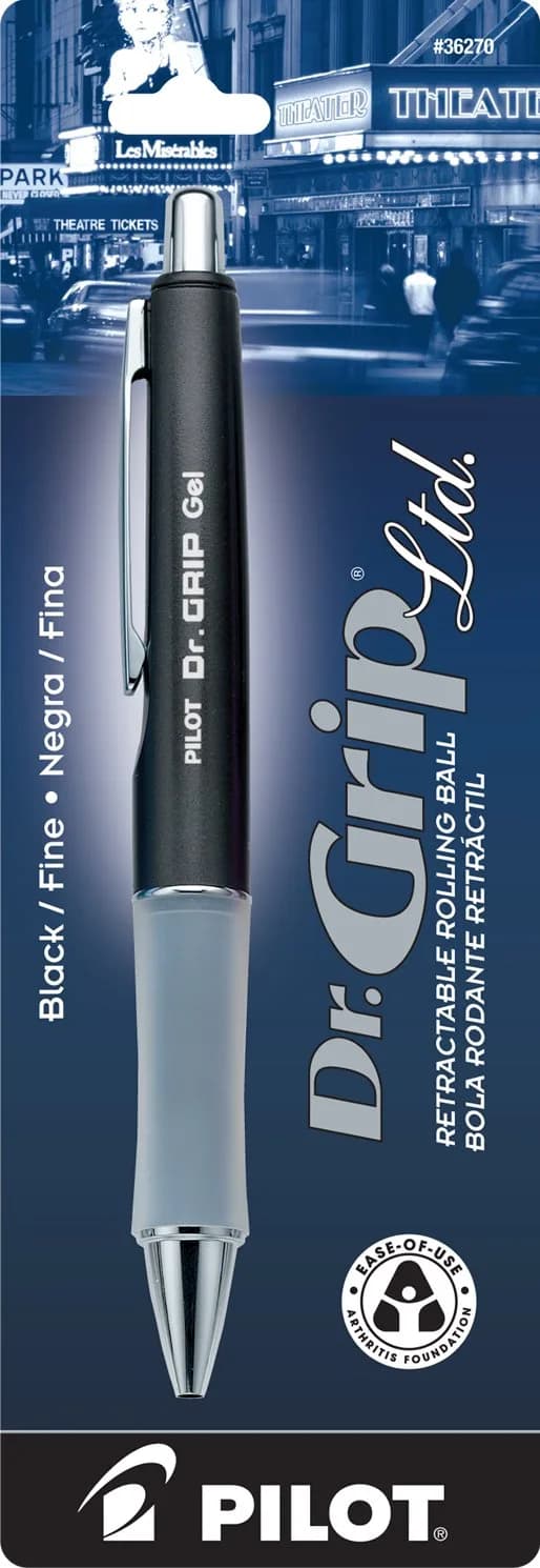PILOT Dr. Grip Limited Gel Pen, Charcoal Gray Barrel, Fine Point 0.7mm, Black Ink, Pack of 2 - view 2