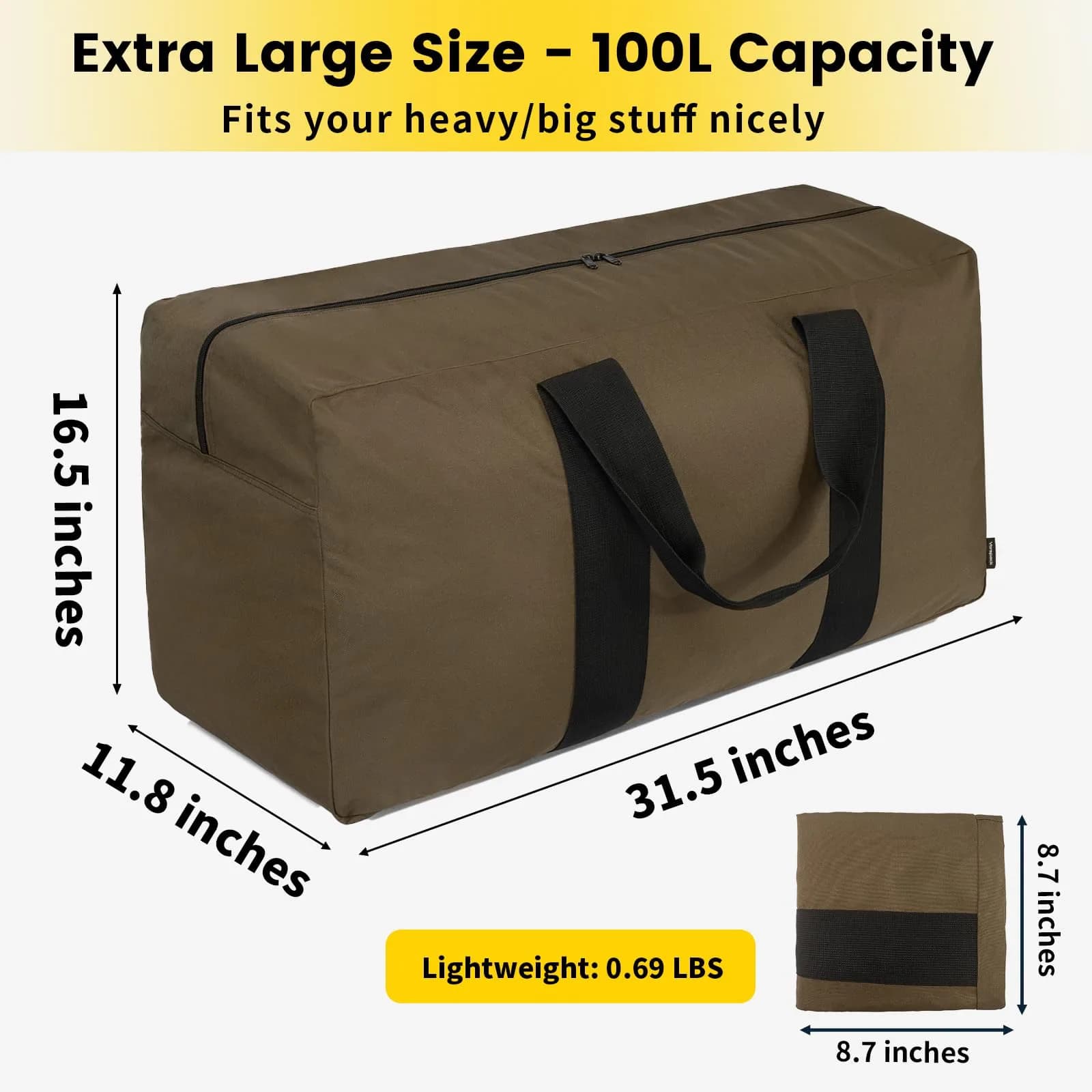 Vorspack Khaki 100L Extra Large Heavy Duty Travel Duffle Bag (80cm) - view 2